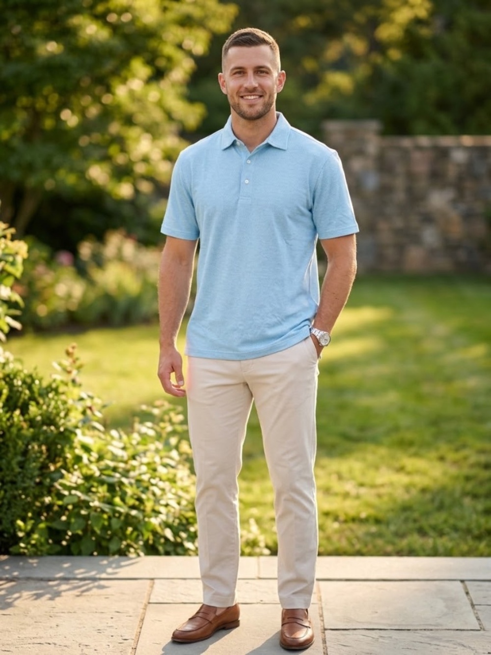 NWT Jos. A. Bank Reserve Polo Shirt Heather - Heathered Blue S/S LARGE $89.50